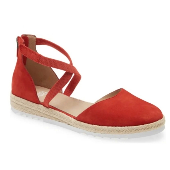 Eileen Fisher | Bisa Espadrille Midsole Casual Flat in Red Nubuck Size 7.5 - Picture 1 of 12
